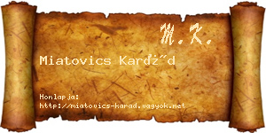 Miatovics Karád névjegykártya